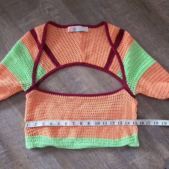 Free People FP Beach US Size S Love Me Long-Sleeve Fauxchet Stripe Top - Picture 11 of 11